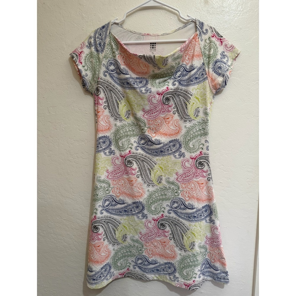 Title Nine Paisley Cowl Neck Dress Womens Multi Color Athletic Casual Size S - Picture 2 of 5